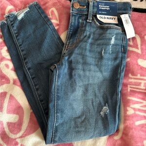 Old Navy Rockstar Jeggings - Medium Blue Distressed Denim